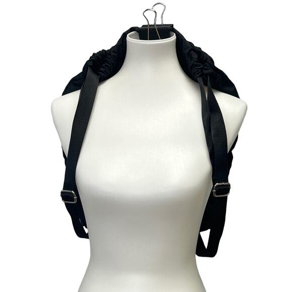 Sports New Fashion Black Machine Washable Vinyl Fabric Lots of Pockets Backpack - Picture 2 of 4